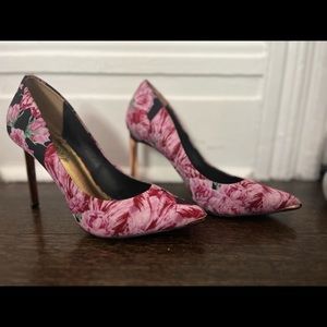 Ted Baker floral pumps with rose gold heel